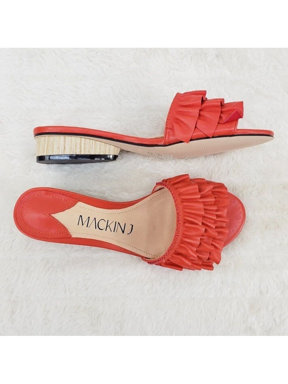 Flirty Orange Ruffle Open toe mule slip on sandals Flip Flop